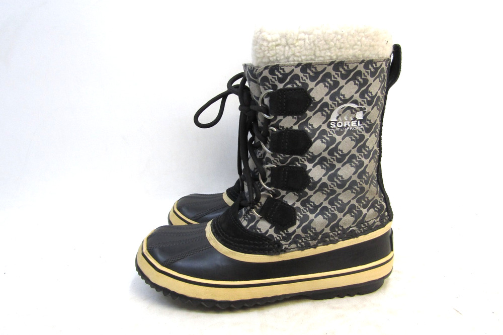 Sorel Mens Size 7 M Black Leather Rubber Waterproof Lace Up Winter Snow Boots